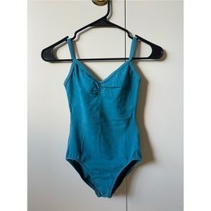 Motionwear camisole pinch-front leotard with shelf bra